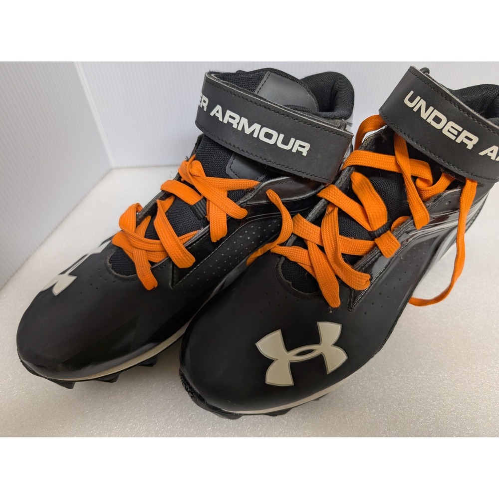 Under Armour Mens Football Cleats Black Orange High Top 1258028-001 Size 10